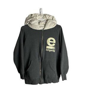 Lamb Men's Charcoal Gray Graphic Print Full Zip Hooded Sweater Jacket